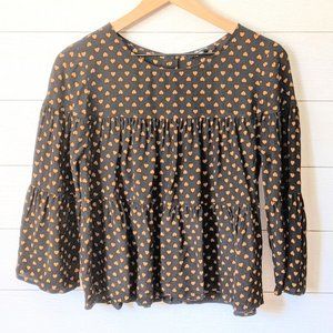 Madewell Silk Tiered Heart Flip Blouse M